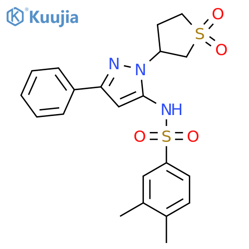 N-[1-(1,1-dioxo-1lambda6-thiolan-3-yl)-3-phenyl-1H-pyrazol-5-yl]-3,4-dimethylbenzene-1-sulfonamide structure