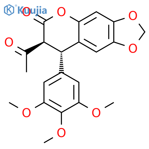 6H-1,3-Dioxolo[4,5-g][1]benzopyran-6-one,7-acetyl-7,8-dihydro-8-(3,4,5-trimethoxyphenyl)-, trans- (9CI) structure