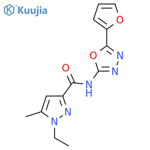 1-ethyl-N-5-(furan-2-yl)-1,3,4-oxadiazol-2-yl-5-methyl-1H-pyrazole-3-carboxamide structure
