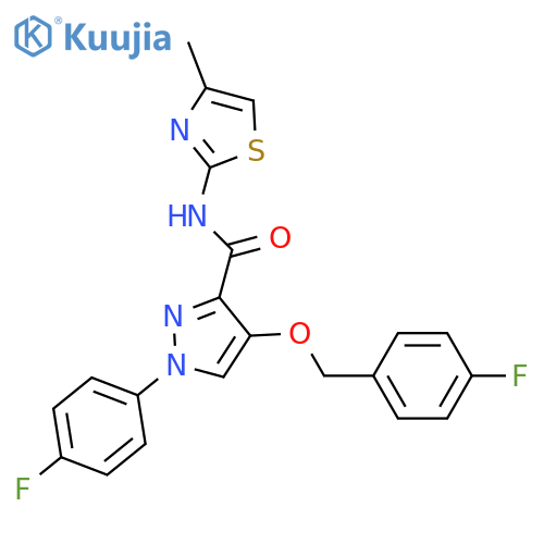 1-(4-fluorophenyl)-4-(4-fluorophenyl)methoxy-N-(4-methyl-1,3-thiazol-2-yl)-1H-pyrazole-3-carboxamide structure