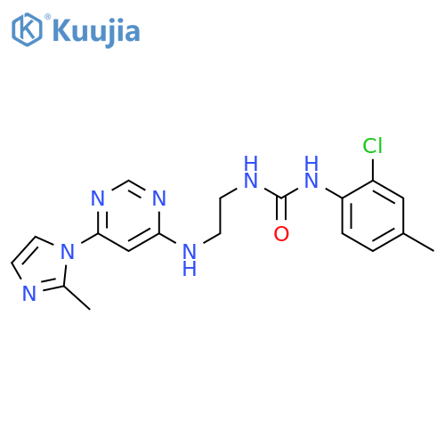 1-(2-chloro-4-methylphenyl)-3-[2-[[6-(2-methylimidazol-1-yl)pyrimidin-4-yl]amino]ethyl]urea structure