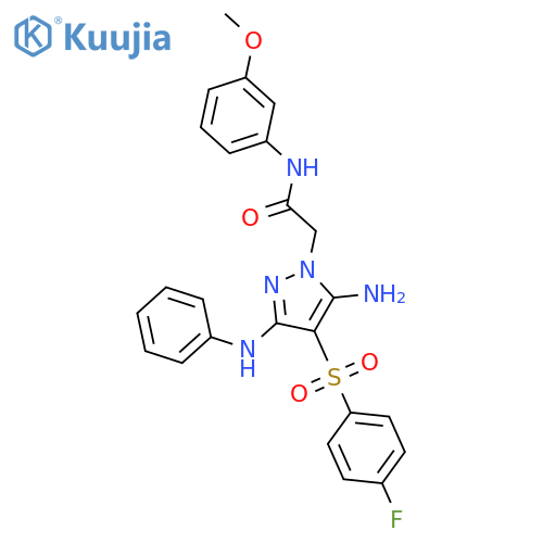 2-[5-amino-4-(4-fluorobenzenesulfonyl)-3-(phenylamino)-1H-pyrazol-1-yl]-N-(3-methoxyphenyl)acetamide structure