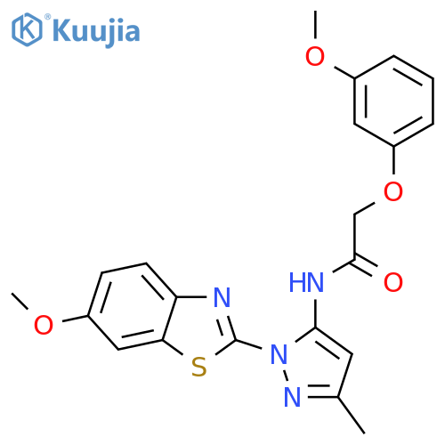 N-1-(6-methoxy-1,3-benzothiazol-2-yl)-3-methyl-1H-pyrazol-5-yl-2-(3-methoxyphenoxy)acetamide structure