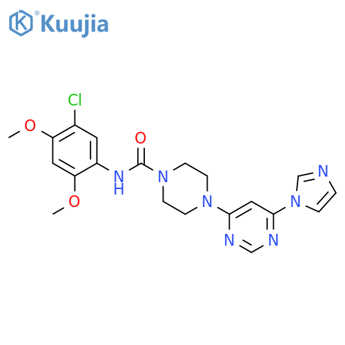 N-(5-chloro-2,4-dimethoxyphenyl)-4-[6-(1H-imidazol-1-yl)pyrimidin-4-yl]piperazine-1-carboxamide structure