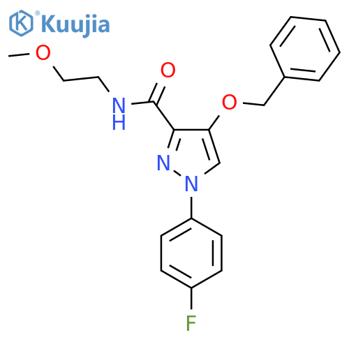 4-(benzyloxy)-1-(4-fluorophenyl)-N-(2-methoxyethyl)-1H-pyrazole-3-carboxamide structure