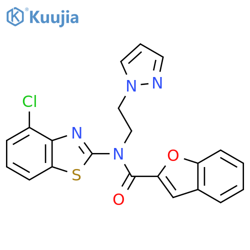 N-(4-chloro-1,3-benzothiazol-2-yl)-N-2-(1H-pyrazol-1-yl)ethyl-1-benzofuran-2-carboxamide structure