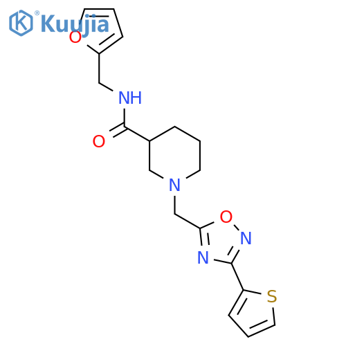 N-(furan-2-yl)methyl-1-{3-(thiophen-2-yl)-1,2,4-oxadiazol-5-ylmethyl}piperidine-3-carboxamide structure