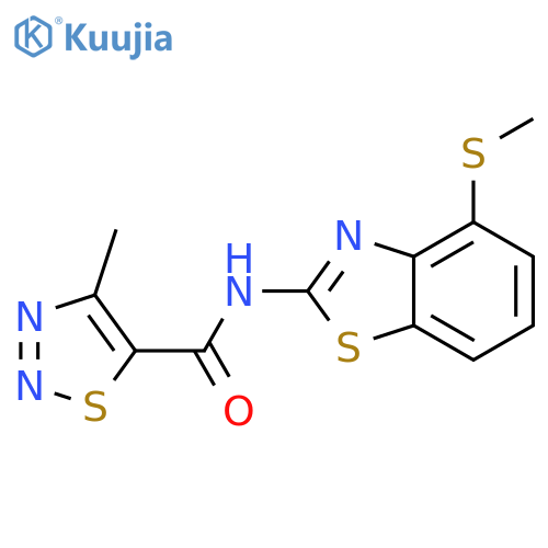 4-methyl-N-[4-(methylsulfanyl)-1,3-benzothiazol-2-yl]-1,2,3-thiadiazole-5-carboxamide structure