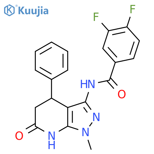 3,4-difluoro-N-{1-methyl-6-oxo-4-phenyl-1H,4H,5H,6H,7H-pyrazolo3,4-bpyridin-3-yl}benzamide structure
