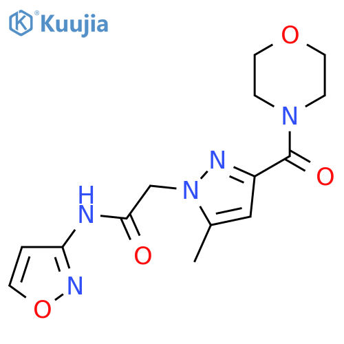 2-5-methyl-3-(morpholine-4-carbonyl)-1H-pyrazol-1-yl-N-(1,2-oxazol-3-yl)acetamide structure