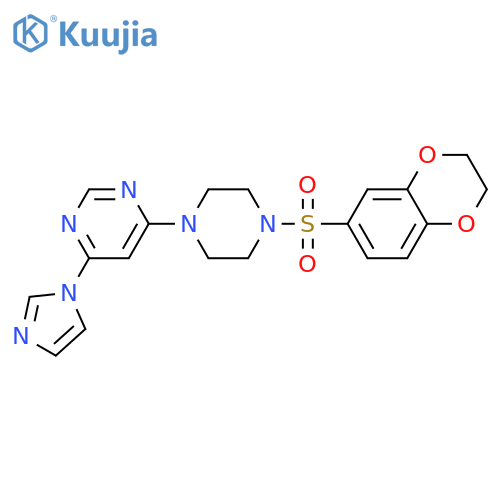 4-[4-(2,3-dihydro-1,4-benzodioxine-6-sulfonyl)piperazin-1-yl]-6-(1H-imidazol-1-yl)pyrimidine structure