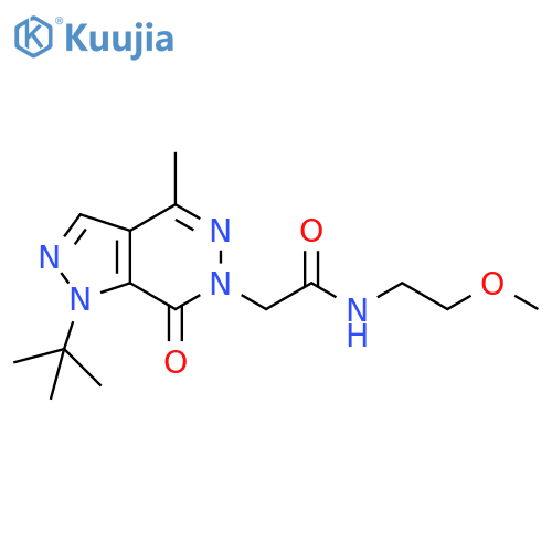 2-{1-tert-butyl-4-methyl-7-oxo-1H,6H,7H-pyrazolo3,4-dpyridazin-6-yl}-N-(2-methoxyethyl)acetamide structure