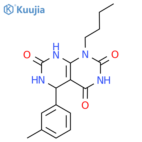 1-butyl-5-(3-methylphenyl)-1H,2H,3H,4H,5H,6H,7H,8H-1,3diazino4,5-dpyrimidine-2,4,7-trione structure