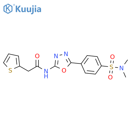 N-{5-[4-(dimethylsulfamoyl)phenyl]-1,3,4-oxadiazol-2-yl}-2-(thiophen-2-yl)acetamide structure