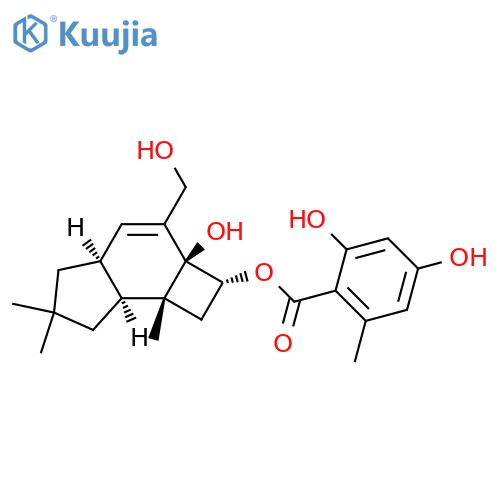 Benzoic acid,2,4-dihydroxy-6-methyl-,(2R,2aS,4aS,7aS,7bR)-2,2a,4a,5,6,7,7a,7b-octahydro-2a-hydroxy-3-(hydroxymethyl)-6,6,7b-trimethyl-1H-cyclobut[e]inden-2-ylester structure