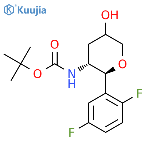 tert-butyl N-[(2R,3S)-2-(2,5-difluorophenyl)-5-hydroxyoxan-3-yl]carbamate structure