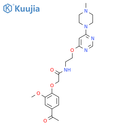 2-(4-acetyl-2-methoxyphenoxy)-N-(2-{6-(4-methylpiperazin-1-yl)pyrimidin-4-yloxy}ethyl)acetamide structure