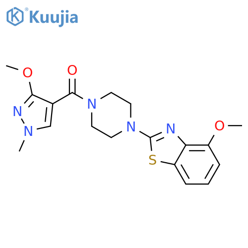 4-methoxy-2-[4-(3-methoxy-1-methyl-1H-pyrazole-4-carbonyl)piperazin-1-yl]-1,3-benzothiazole structure