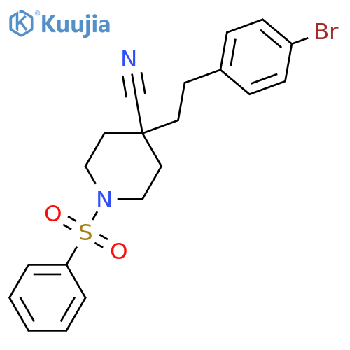 1-(benzenesulfonyl)-4-2-(4-bromophenyl)ethylpiperidine-4-carbonitrile structure