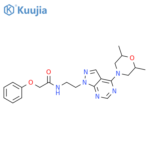 N-{2-[4-(2,6-dimethylmorpholin-4-yl)-1H-pyrazolo[3,4-d]pyrimidin-1-yl]ethyl}-2-phenoxyacetamide structure