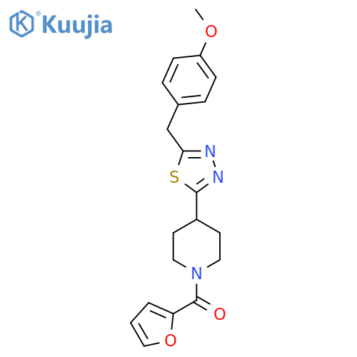 1-(furan-2-carbonyl)-4-{5-(4-methoxyphenyl)methyl-1,3,4-thiadiazol-2-yl}piperidine structure