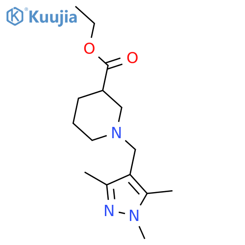 ethyl 1-(trimethyl-1H-pyrazol-4-yl)methylpiperidine-3-carboxylate structure