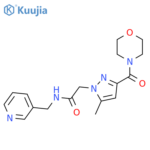 2-5-methyl-3-(morpholine-4-carbonyl)-1H-pyrazol-1-yl-N-(pyridin-3-yl)methylacetamide structure