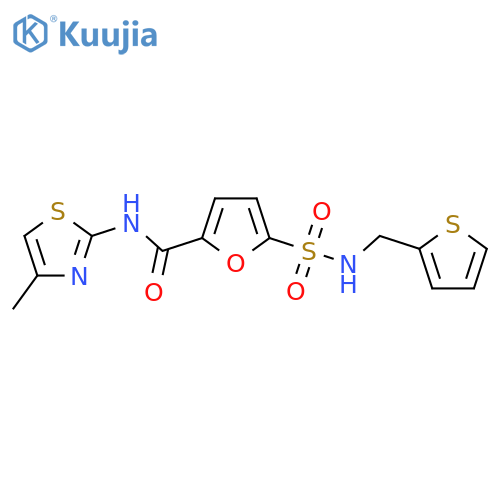 N-(4-methyl-1,3-thiazol-2-yl)-5-{(thiophen-2-yl)methylsulfamoyl}furan-2-carboxamide structure