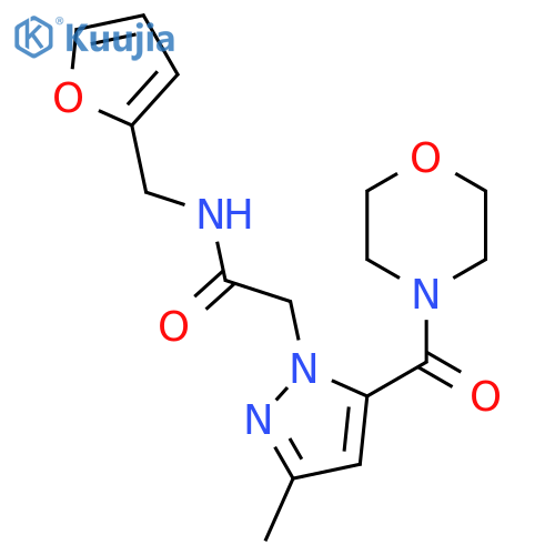 N-(furan-2-yl)methyl-2-3-methyl-5-(morpholine-4-carbonyl)-1H-pyrazol-1-ylacetamide structure