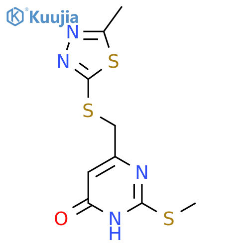 6-{[(5-Methyl-1,3,4-thiadiazol-2-yl)thio]methyl}-2-(methylthio)pyrimidin-4(3H)-one structure