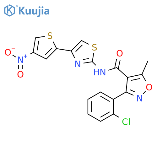 3-(2-chlorophenyl)-5-methyl-N-4-(4-nitrothiophen-2-yl)-1,3-thiazol-2-yl-1,2-oxazole-4-carboxamide structure