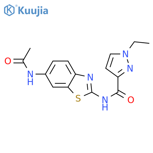 N-(6-acetamido-1,3-benzothiazol-2-yl)-1-ethyl-1H-pyrazole-3-carboxamide structure