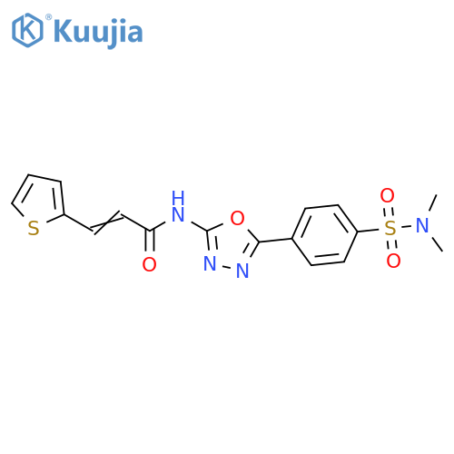 (2E)-N-{5-[4-(dimethylsulfamoyl)phenyl]-1,3,4-oxadiazol-2-yl}-3-(thiophen-2-yl)prop-2-enamide structure