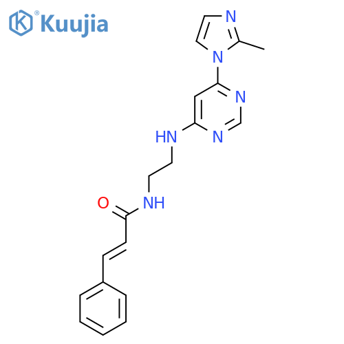 (2E)-N-(2-{6-(2-methyl-1H-imidazol-1-yl)pyrimidin-4-ylamino}ethyl)-3-phenylprop-2-enamide structure
