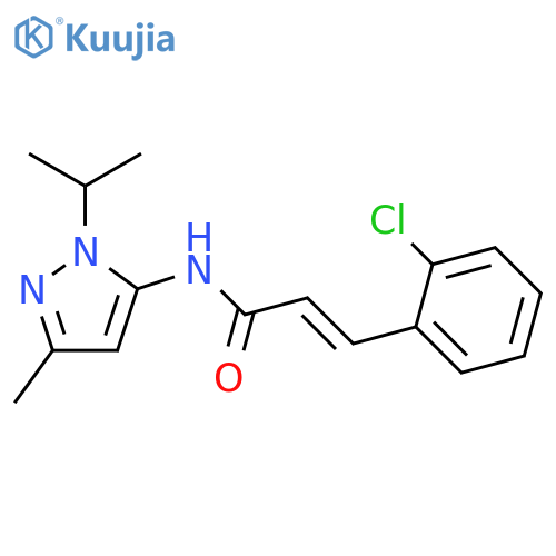 (2E)-3-(2-chlorophenyl)-N-3-methyl-1-(propan-2-yl)-1H-pyrazol-5-ylprop-2-enamide structure