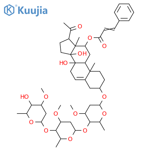 3,8,12,14-Tetrahydroxypregn-5-en-20-one; (3β,12β,14β,17α)-form, 12-E-Cinnamoyl, 3-O-[β-D-oleandropyranosyl-(1→4)-β-D-oleandropyranosyl-(1→4)-β-D-oleandropyranoside] structure