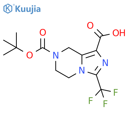 7-tert-butoxycarbonyl-3-(trifluoromethyl)-6,8-dihydro-5H-imidazo[1,5-a]pyrazine-1-carboxylic acid structure