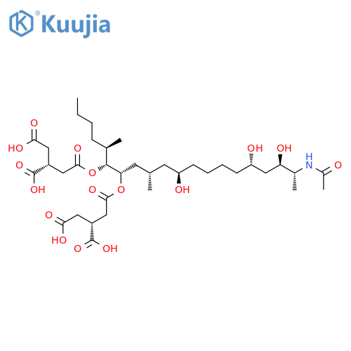1,2,3-Propanetricarboxylicacid,1,1'-[1-[(2S,4R,9R,11S,12S)-12-(acetylamino)-4,9,11-trihydroxy-2-methyltridecyl]-2-[(1R)-1-methylpentyl]-1,2-ethanediyl]ester, (2R,2'R)- structure