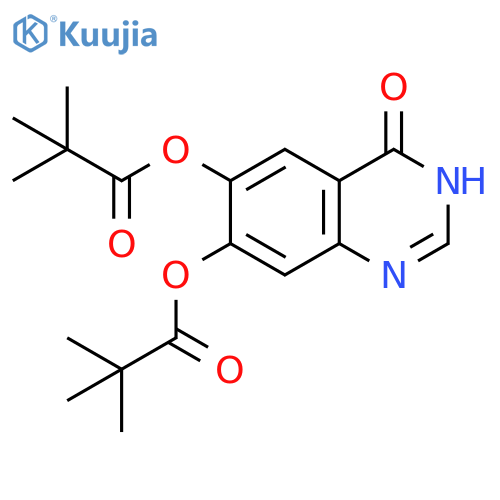 2,2-Dimethyl-propionic acid 7-(2,2-Dimethyl-propionyloxy)-4-oxo-3,4-dihydro-quinazolin-6-yl ester structure