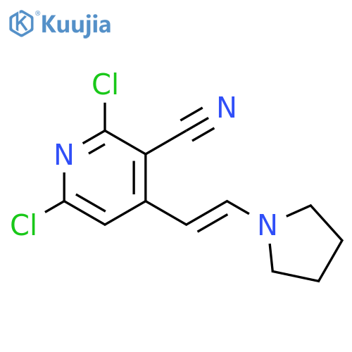 2,6-Dichloro-4-[(1E)-2-(1-pyrrolidinyl)ethenyl]-3-pyridinecarbonitrile structure