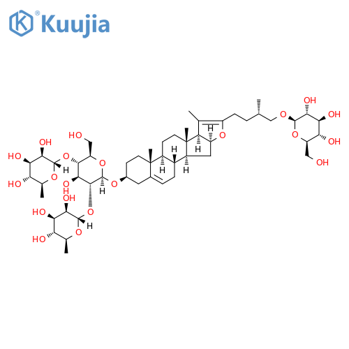 b-D-Glucopyranoside, (3b,25S)-26-(b-D-glucopyranosyloxy)furosta-5,20(22)-dien-3-ylO-6-deoxy-a-L-mannopyranosyl-(1(R)2)-O-[6-deoxy-a-L-mannopyranosyl-(1(R)4)]- structure