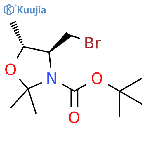 3-Oxazolidinecarboxylic acid, 4-(bromomethyl)-2,2,5-trimethyl-, 1,1-dimethylethyl ester, (4S,5R)- structure