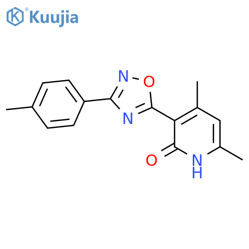 4,6-dimethyl-3-[3-(4-methylphenyl)-1,2,4-oxadiazol-5-yl]pyridin-2(1H)-one structure