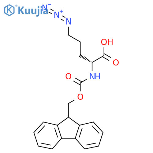 (2R)-5-Azido-2-(9H-fluoren-9-ylmethoxycarbonylamino)pentanoic acid structure
