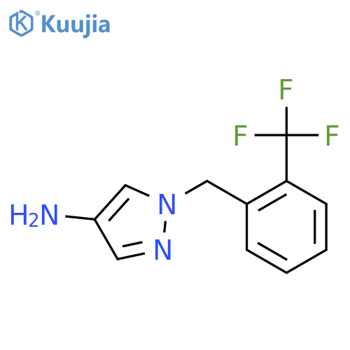 1-{[2-(Trifluoromethyl)phenyl]methyl}-1H-pyrazol-4-amine structure