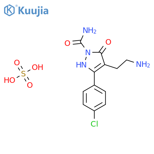 4-(2-Aminoethyl)-3-(4-chlorophenyl)-5-oxo-2,5-dihydro-1H-pyrazole-1-carboxamide sulphate structure
