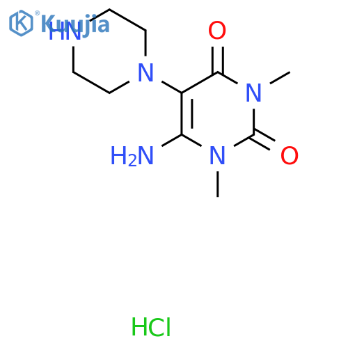 6-amino-1,3-dimethyl-5-(piperazin-1-yl)-1,2,3,4-tetrahydropyrimidine-2,4-dione hydrochloride structure