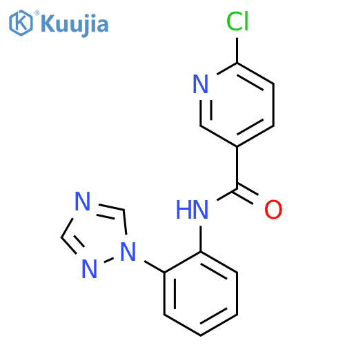 6-chloro-N-[2-(1H-1,2,4-triazol-1-yl)phenyl]pyridine-3-carboxamide structure