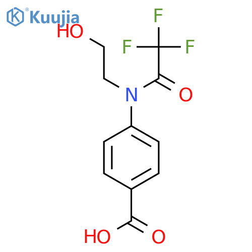 4-[2,2,2-trifluoro-N-(2-hydroxyethyl)acetamido]benzoic acid structure