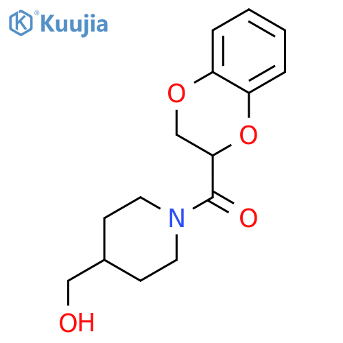 (2,3-Dihydrobenzo[b][1,4]dioxin-2-yl)(4-(hydroxymethyl)piperidin-1-yl)methanone structure